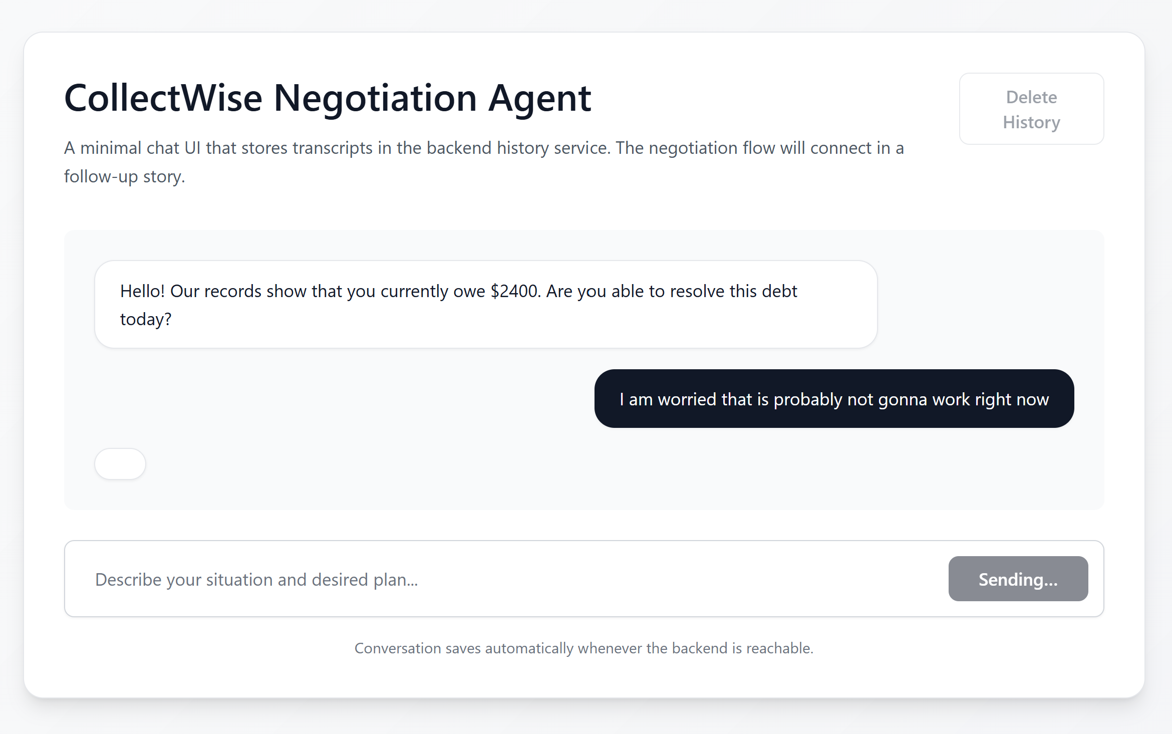 CollectWise negotiation interface