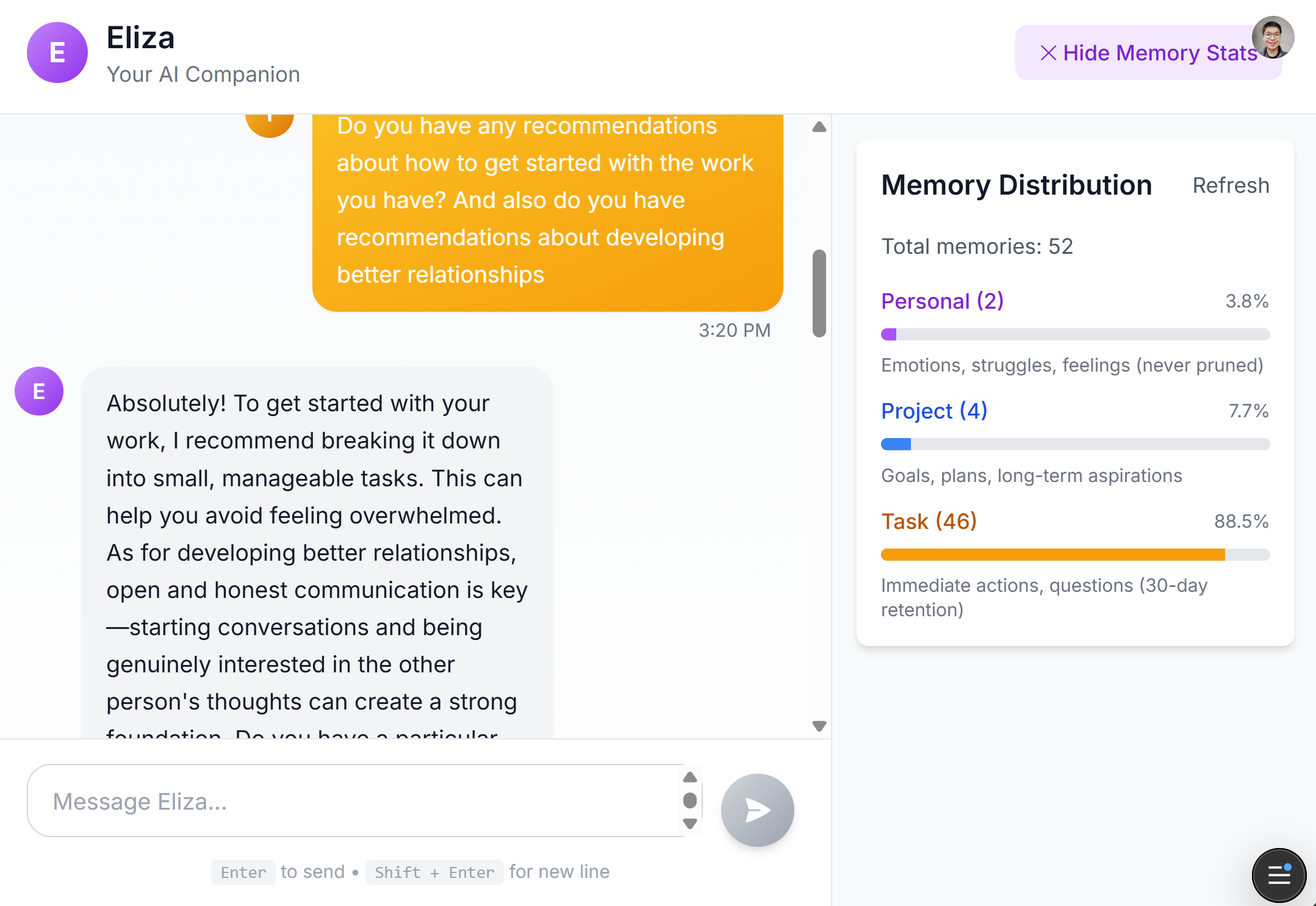Delight dashboard showing missions and progress constellation