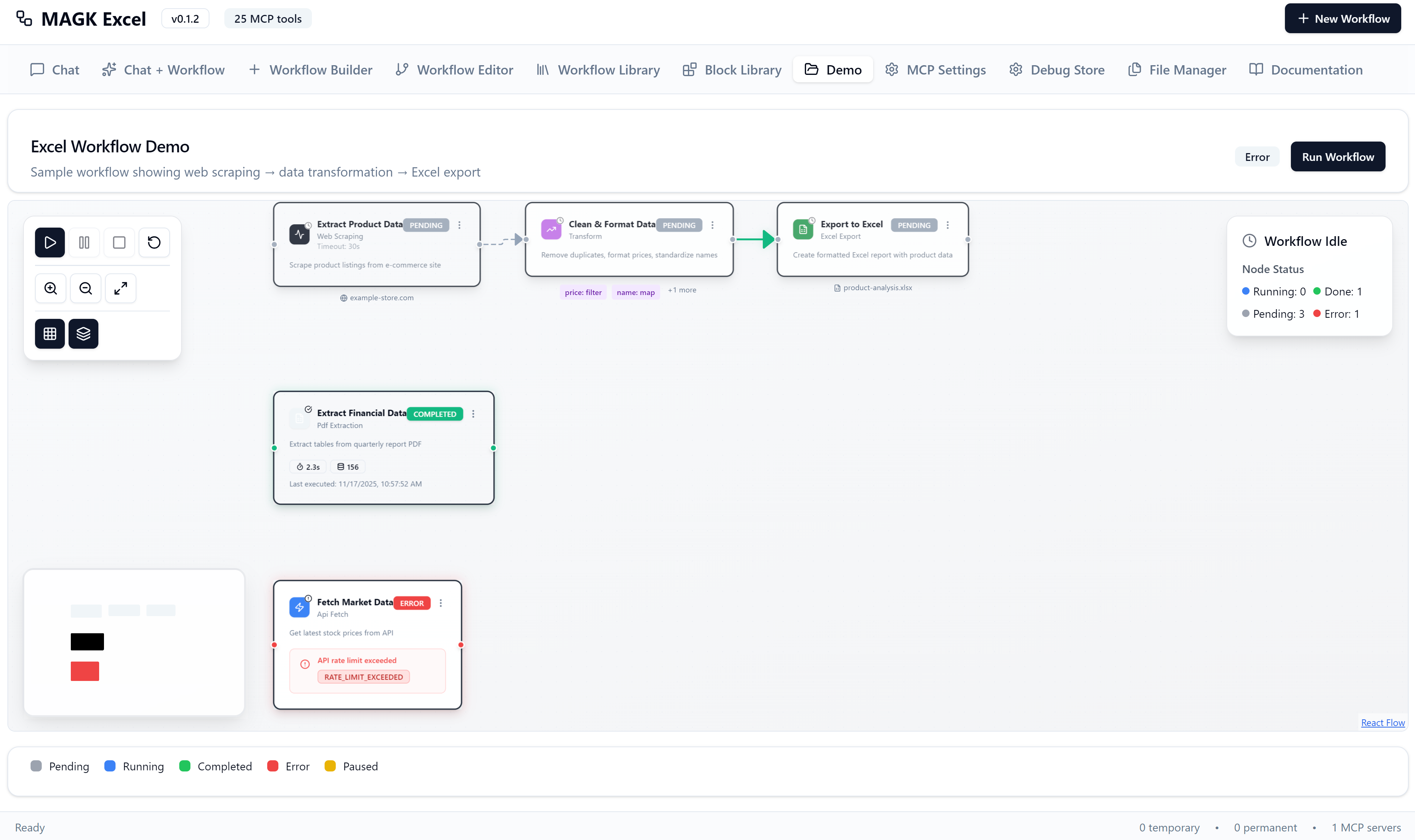 MAGK Excel workflow builder interface